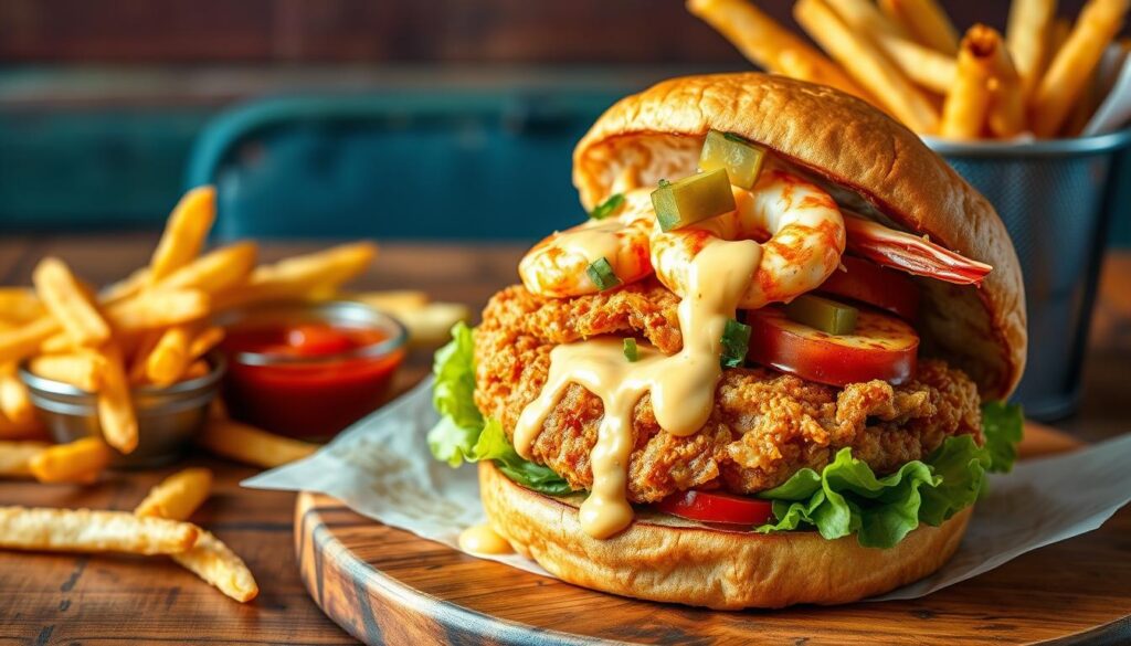 cajun surf &amp; turf burger