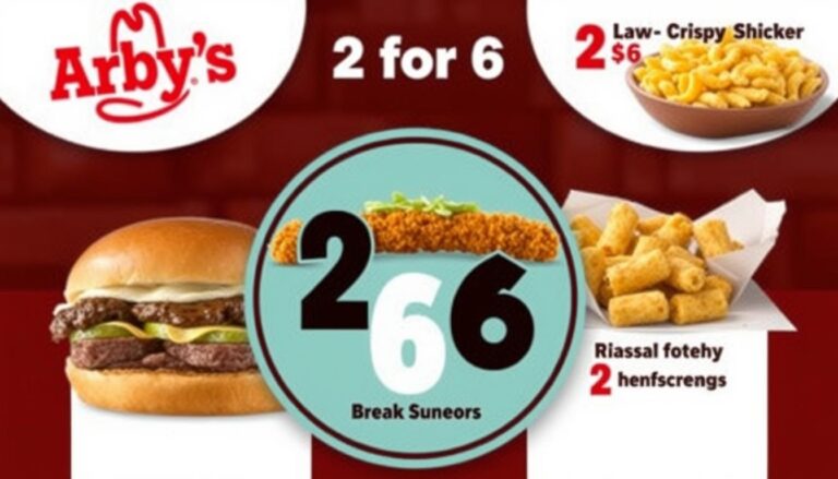 Arby’s 2 for $6 Specials Menu Prices